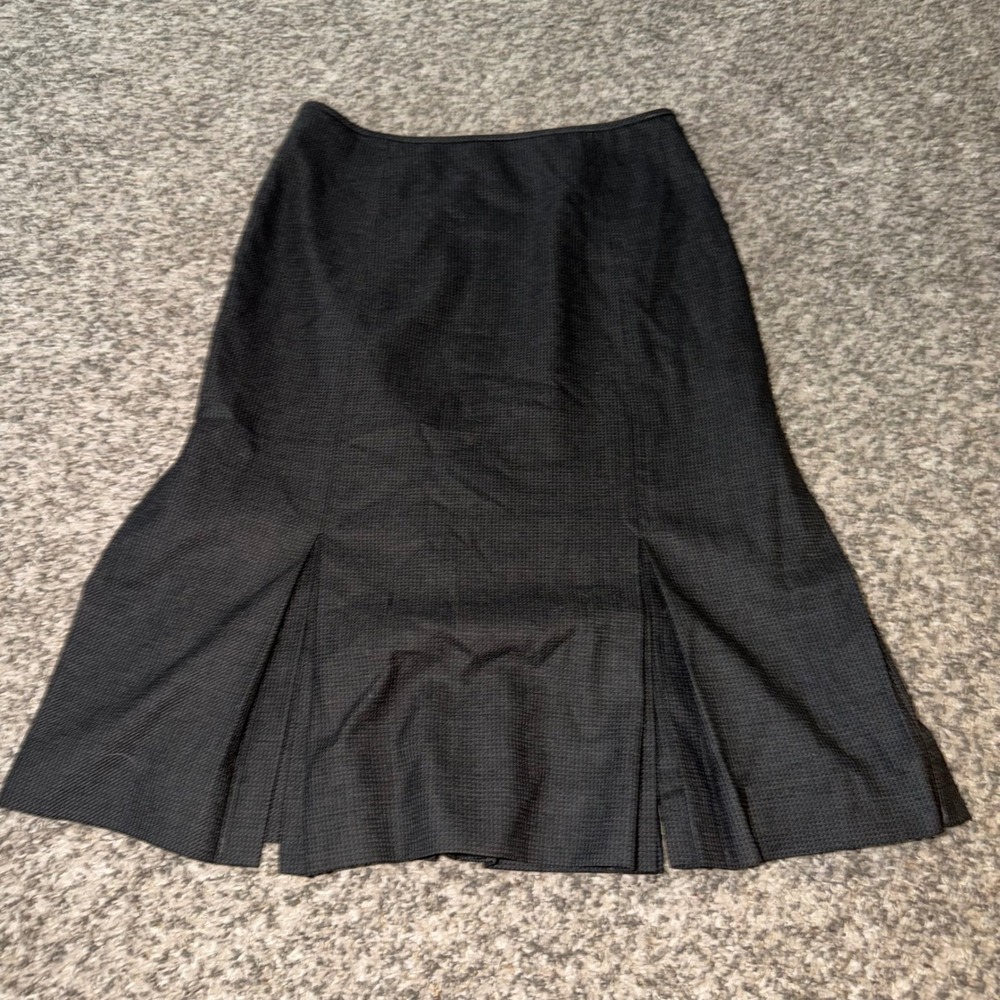 Vintage Y2K Body by Victoria Secret Black Grey Pleated Trumpet Midi Skirt Size 0